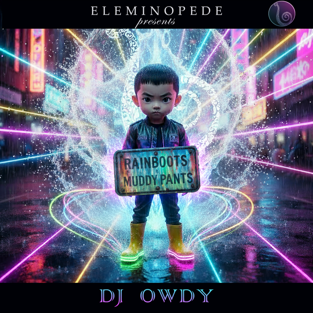 album cover dj owdy rainboots and muddy pants